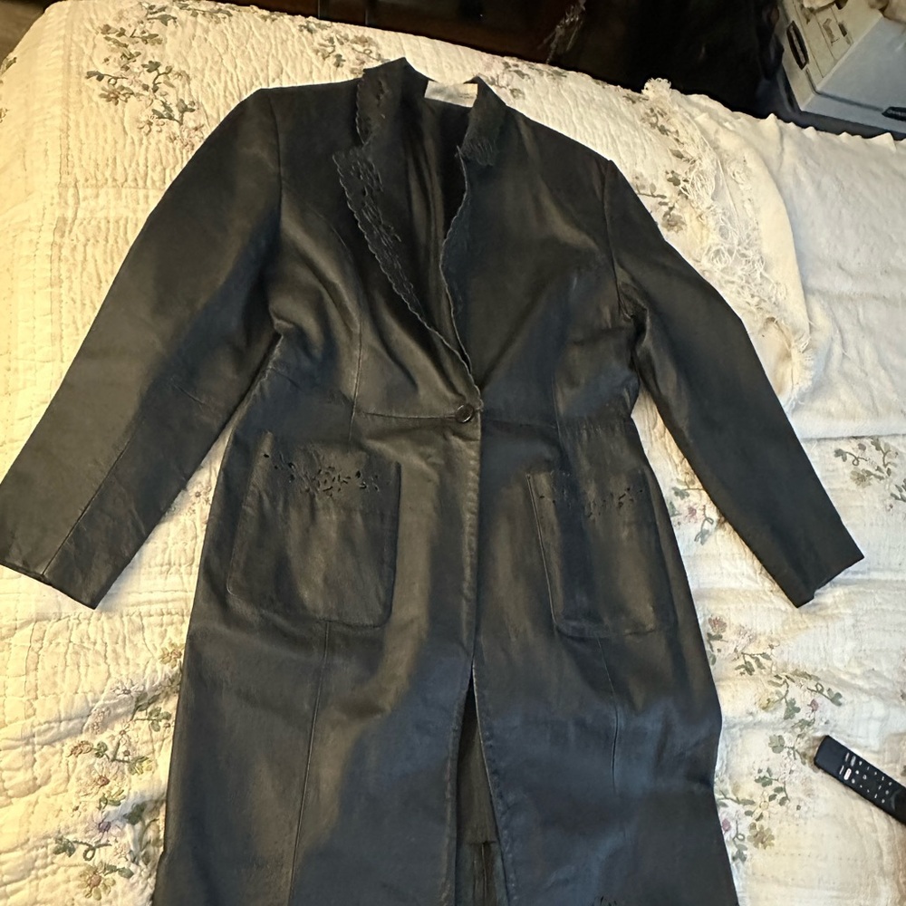 Newport News medium long Stylish Black Leather Women's Jacket